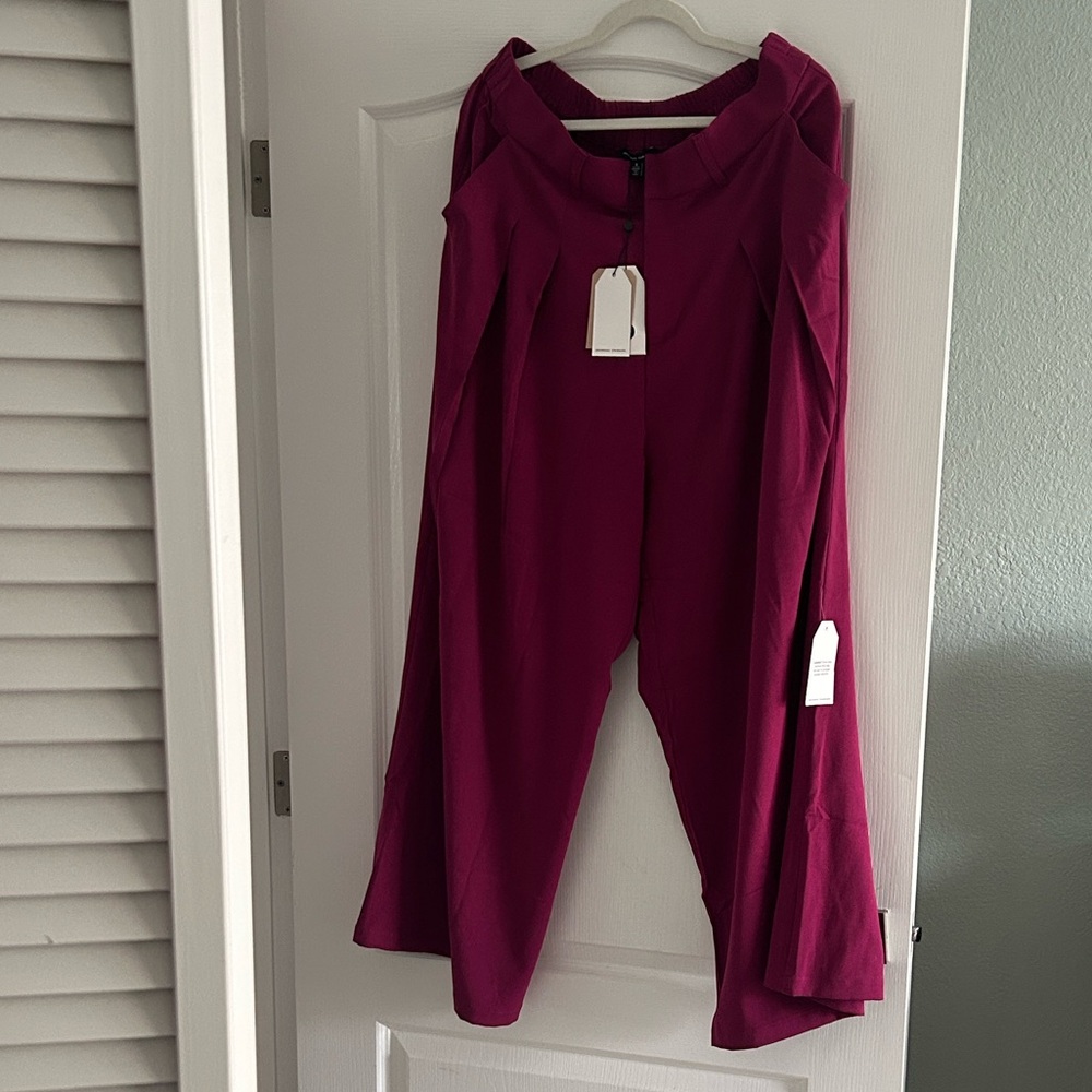 Universal Standard Wide Leg Pants in Deep Berry - Picture 3 of 4